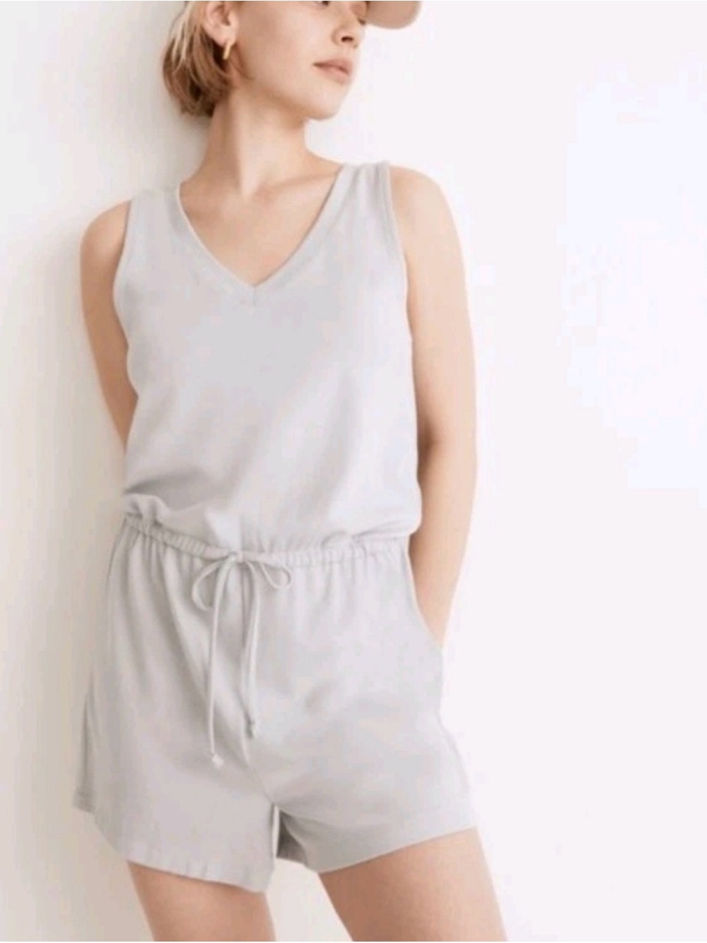 Madewell- MWL Light Blue Sleeveless V-Neck Romper- XS